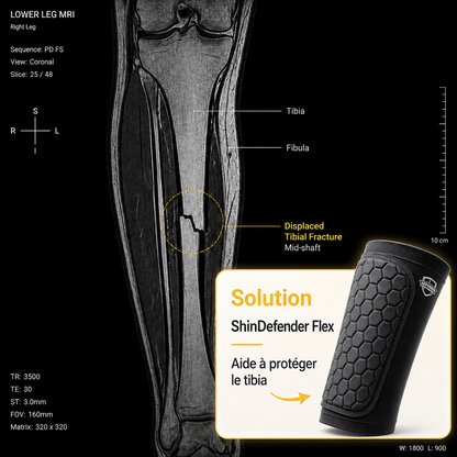 ShinDefender Flex : Le protège-tibia léger, confortable et conçu pour rester bien en place.